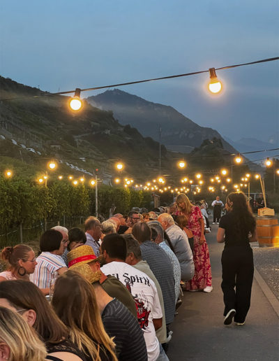 Tavolata in the Valais in the evening
